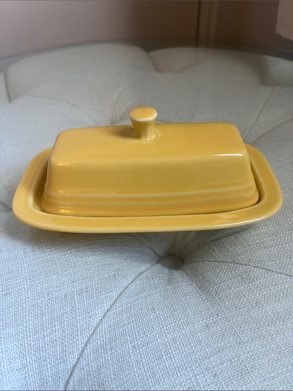 Fiesta Fiestaware Sunflower Yellow Ceramic Butter Dish with Lid Made in the USA